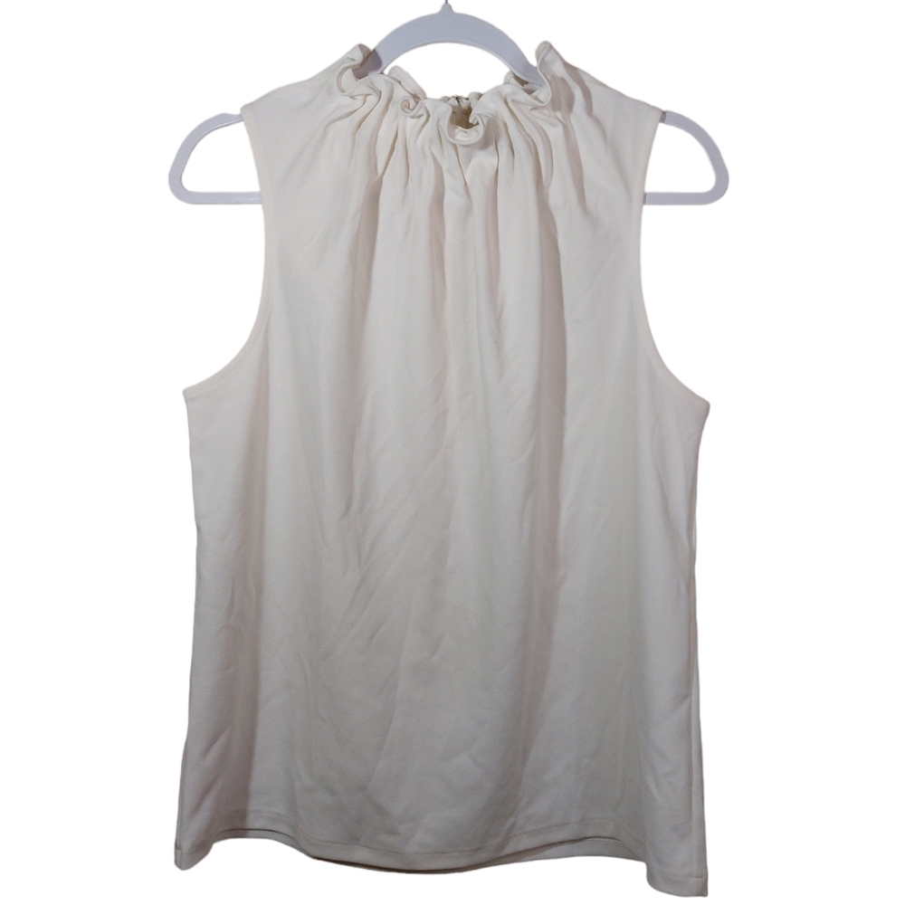 ANN Taylor Ladies Sleeveless Ruffled Edge Top- L